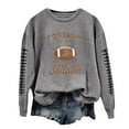 thumbnail image 1 of awzxde Chandails en Molleton pour Femmes Décontractés Légers Col Rond Chandails en Molleton Manches Longues Graphique Football Imprimé Chandail Chandails en Molleton Haut Blouse Gris,TG, 1 of 4