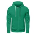 thumbnail image 5 of QHRMKOG Mens Sweatshirt Full-Zip Long Sleeve Big and Tall Hoodie Winter Light Fashion Cotton Drawstring Oversize Sweaters Strong with Pocket Jackets Green XL-Large, 5 of 8