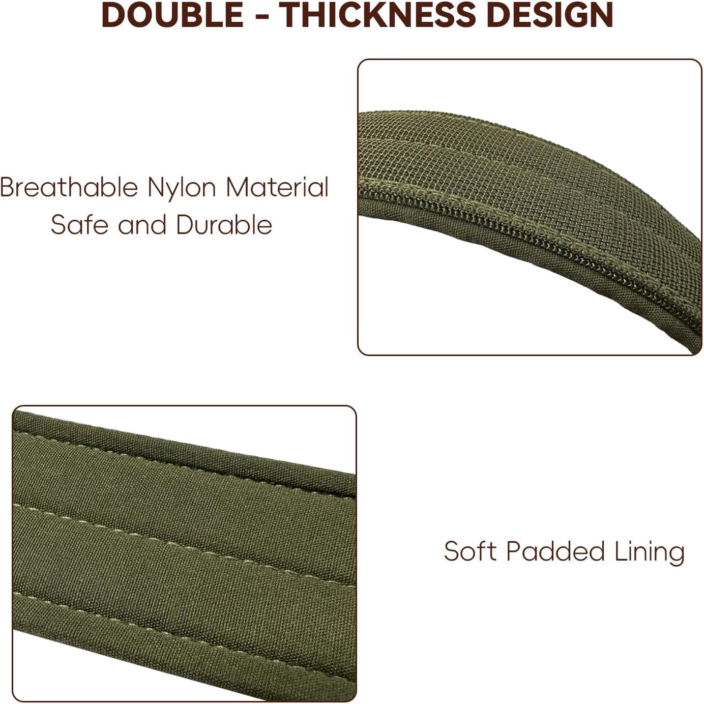 Heavy Duty Dog Collar for Large Dogs, Tactical Dog Collars with Metal Buckle & D Ring, 1.5" Width Thick Adjustable Nylon Collar for Medium Dogs, Army Green/XL