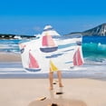 thumbnail image 2 of Yayeee Kids Hooded Towels Toddler Soft Absorbent Beach Bathing Wrap 50" x 23.5", Pink Hand Drawn Sailboats, 2 of 5