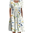 thumbnail image 2 of Robes Soleil Femmes Été Décontracté Manches Courtes Tunique Chemise Midi Robes d'Été pour Femmes Imprimé Marguerites Robe Grande Taille pour Femmes Col Robe de Collation des Grades, 2 of 5