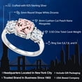 thumbnail image 2 of Gem Stone King 3.50 Cttw Peach Nano Morganite and White Zirconia 3-Stone Engagement Ring for Women | 925 Sterling Silver | Cushion 8MM | Wedding Engagement Anniversary Promise Ring for Women| Size 8, 2 of 6