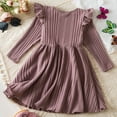 thumbnail image 4 of Huesdet Girls Sweater Dress Fall Winter Lantern Long Sleeve Cable Knit Pullover Midi Dresses(Pink,5-6 Years), 4 of 5