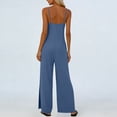 thumbnail image 5 of Jinhomg Women's Deep V Neck Cami Jumpsuit Side Slit Wide Leg Romper Fashion One Piece Wear Casual Summer Beach Outfits Blue S, 5 of 8