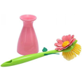 thumbnail image 4 of Cepillo para lavar ollas de cocina, cepillo para lavar platos de mango largo, cepillo creativo para lavar platos con flores con soporte, para limpieza de utensilios de cocina (rosa), 4 of 5