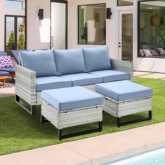 POCASSY 74" Wide Outdoor Reversible Patio Sofa with Cushions