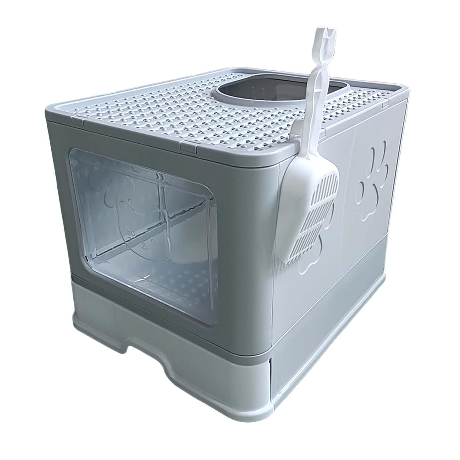 Bvdfgk Hooded Cat Litter Box with Lid, Indoor Cats Litter Box Enclosed Cat Toilet with Gray