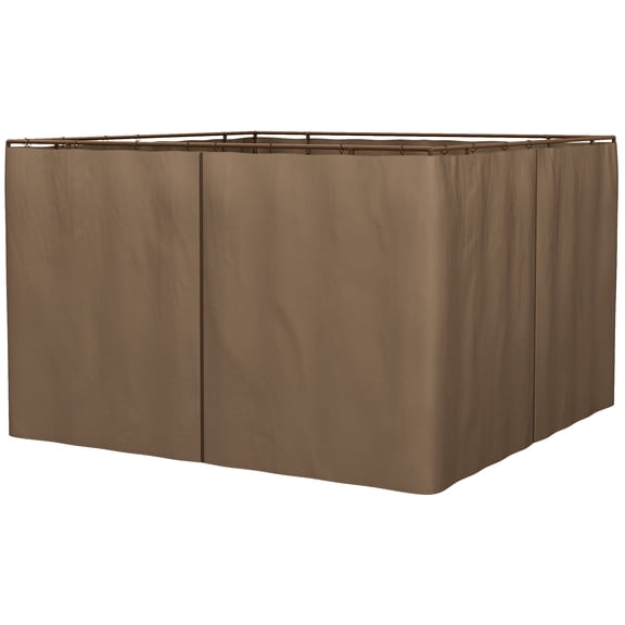 Universal Gazebo Sidewall Set - 4 Panels, 40 Hooks&C-Rings Included, Brown, 9.84' x 9.84' for Pergolas&Cabanas