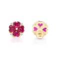 thumbnail image 3 of 1/10 Cttw Diamond 2.00 Cttw Pink Simulated Ruby 14K Yellow Gold Plated 925 Sterling Silver Flower Women Stud Earrings, 3 of 5