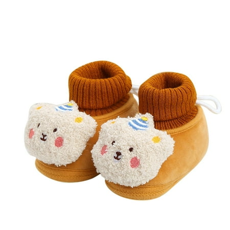 

Winter Children Todller Shoes For Boys And Girls Floor Shoes Non Slip Plush Warm And Comfortable Elastic Cute Cartoon Animals