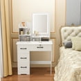 thumbnail image 6 of Jnismy Makeup Desk with Mirror, Large Vanity Desk with 6 Opening Shelves, 4 Drawers, Makeup Vanity Table with Light, Bedroom Dressing Table (White), 6 of 12
