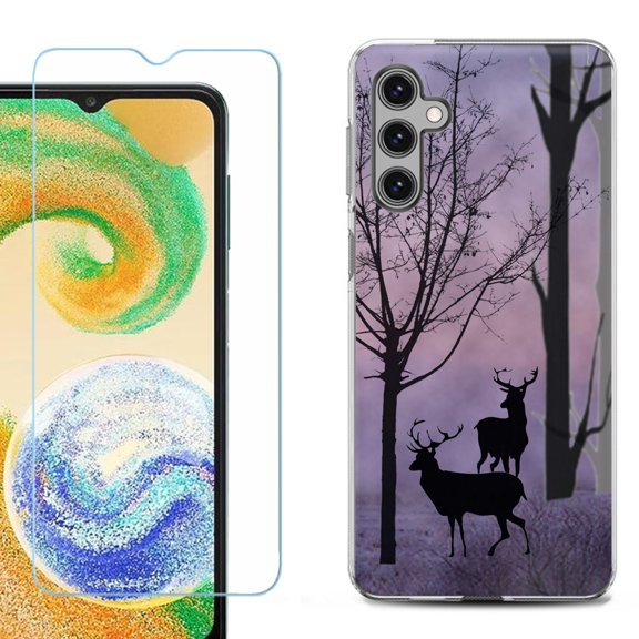 OneToughShield ® for Samsung Galaxy S23 FE Fan Edition, Shockproof Phone Case, with Tempered Glass Screen Protector - Forest/Deer/Twilight