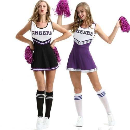 High School Girls Musical Cheer Cheerleader Uniform Costume Outfit Pompoms Pro 