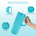 thumbnail image 4 of Vaso con agarradera Textura diamante doble pared 1000 ml con popote Transparente, 4 of 6