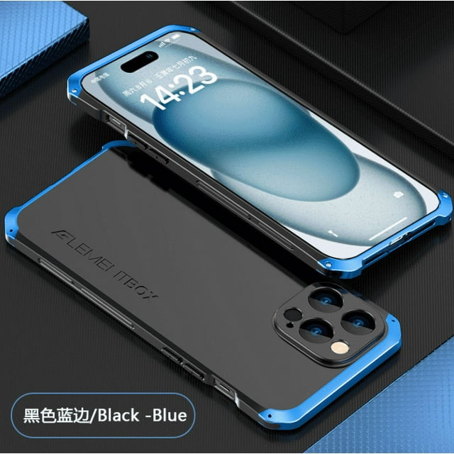 Phone Case for Iphone 14 15 plus pro max Metal backplate Fall prevention Contrasting colors phone case