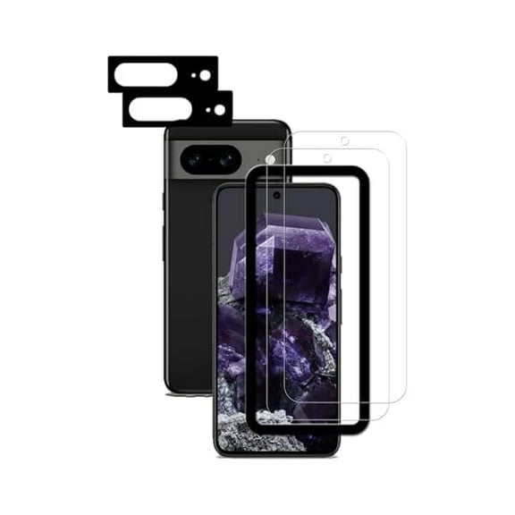 Easy Alignment Frame Designed For Google Pixel 8 Tempered Glass Screen Protector 2-Pack Camera Lens Protector Film 2-Pack