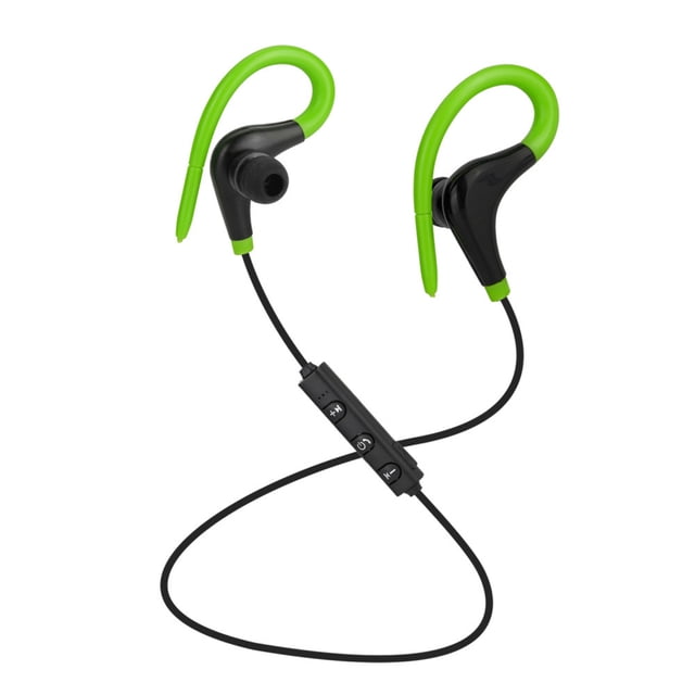 Seitruly Bluetooth 4.0 Estéreo Gancho para la oreja Auriculares Deportes en la oreja Auriculares Auriculares inalámbricos Bluetooth Auriculares con Cables de audio/vídeo verde