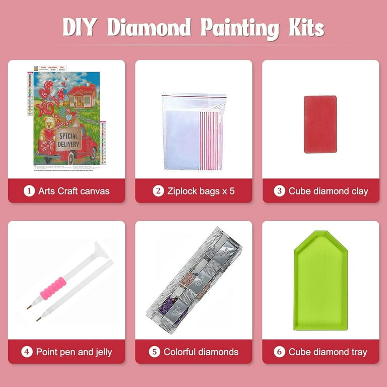  clothmile Valentines Diamond Painting Kits Bear Red Truck  Diamond Painting Set Xo Heart 5d Full Drill Diamond Painting Kits for  Adults Happy Valentine's Day Decoration and Gift 12 X 16 Inch