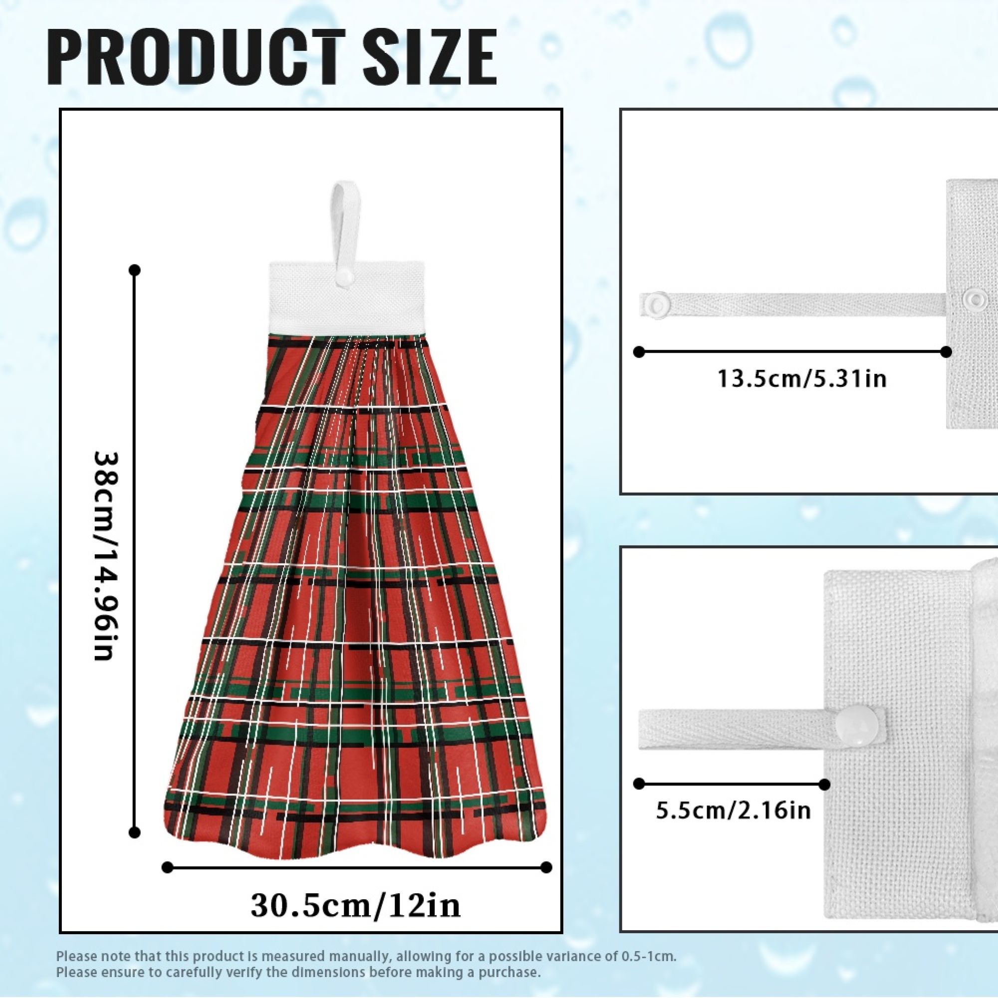 SEANATIVE Buffalo Plaid Hand Towels Bathroom Decorative Absorbent Hanging Hand Towels for Kitchen 3 Pcs Christmas Hand Towels with Hanging Loops Breathable Fast Drying Hang Towel Home Decor