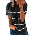 thumbnail image 5 of Women Short Sleeve T Shirt, Stripes Pattern Breathable Round Neck Summer Short Sleeve T Shirt Skin Friendly For Shopping ANGGREK Otros, 5 of 5