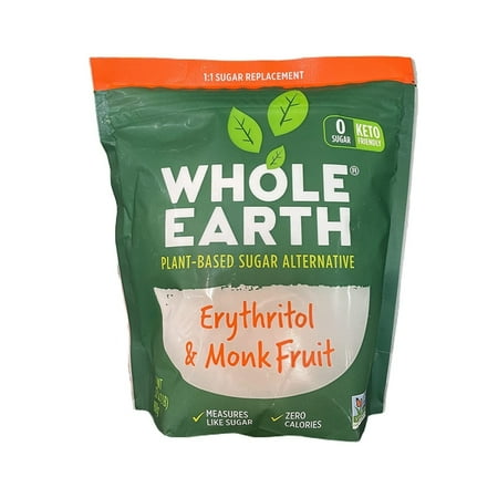 Whole Earth Plant-Based Sugar Alternative  Erythritol & Monk Fruit  32 Ounce