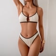 thumbnail image 4 of Linfrsh Sexy Bikinis for Women V Neck Knot Twist Front Push Up High Waisted Cheeky Two Piece Swimsuit White,XL, 4 of 6