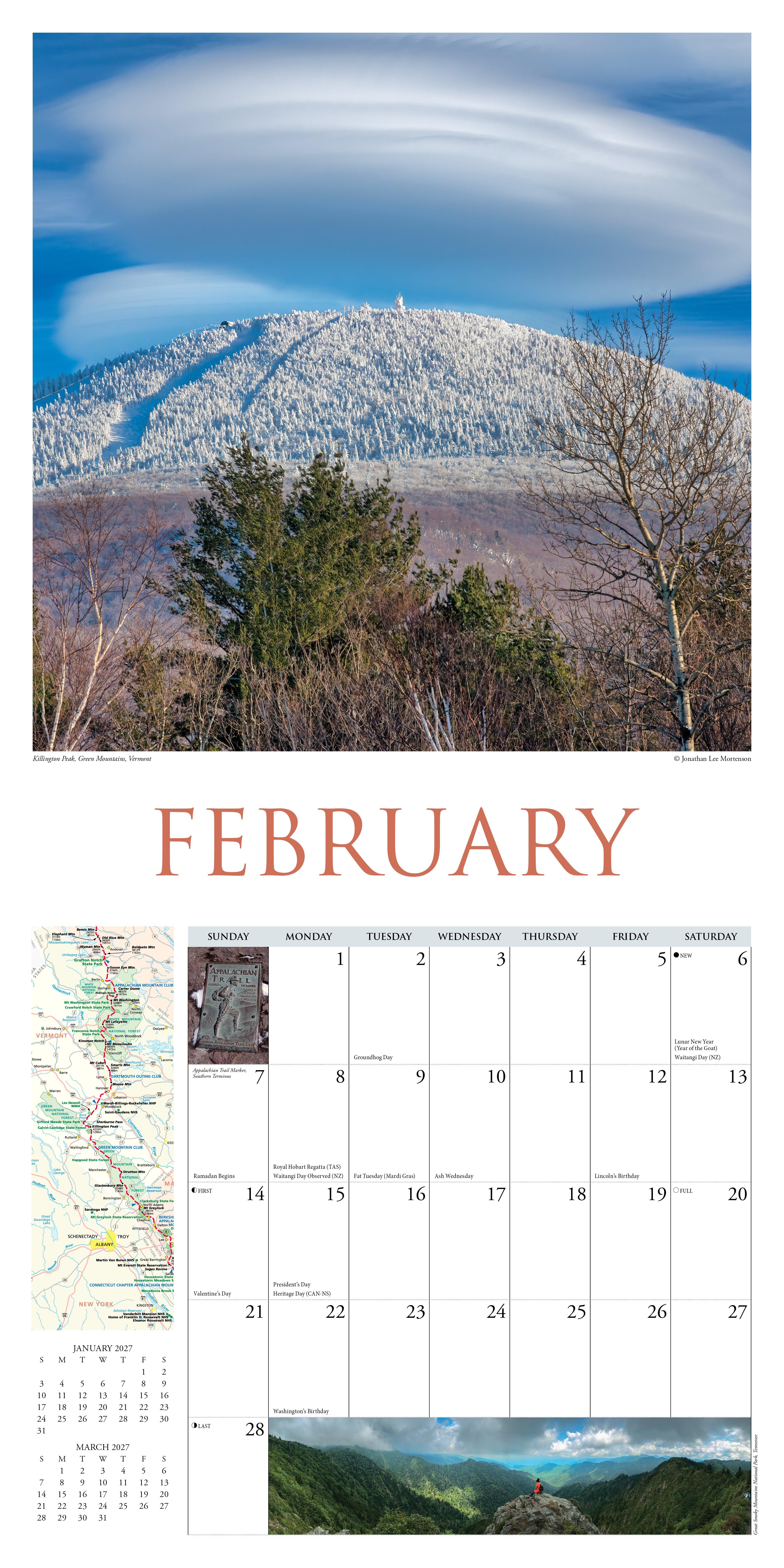Willow Creek Press, Appalachian Trail 2027 Wall Calendar