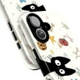 thumbnail image 2 of Cute Black Cat Peeking Cartoon Phone Case, Whimsical Cat and Tiny Objects Pattern, Protective Cover for iPhone 16 15 14 13 12 11 Pro Max Mini, 2 of 6