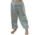 thumbnail image 3 of SonxaHe Big Girls' Pants Carnival Sequin Jogger Pants with Elastic Waist Glitter Dancewear Hip Hop Party Trousers Silver,Size 7-8 Y, 3 of 3