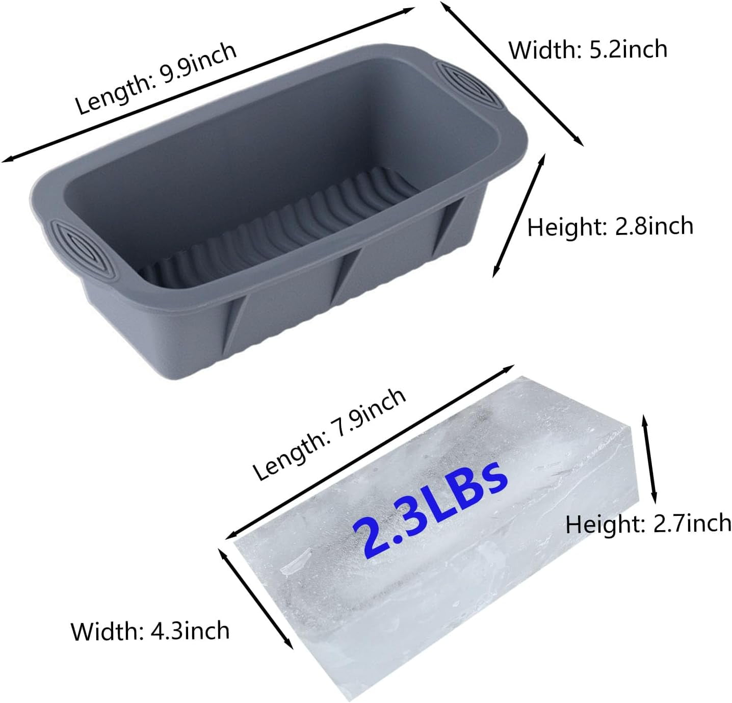 5Pcs Extra Large Ice Block Mold, Grey Silicone Ice Block Molds for Ice Bath Tub, Big Ice Cube Molds for Ice Bath, Ice Maker for Cold Plunge or Coolers, Ice Tray Accessories for Ice Bath Chiller