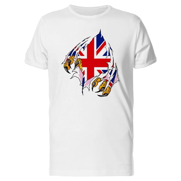 Claws Scratching Uk Flag T-Shirt Men -Image by Shutterstock, Male 4X-Large