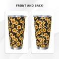 thumbnail image 3 of Daiia Black Marble Pattern Sunflower Printed 20oz Insulated Coffee Cup with Straw Topper, Fully Spill Proof Travel Coffee Mug, Stainless Steel Tumbler for Work Home Outdoor Car-Straw Three-piece Set, 3 of 8