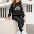 thumbnail image 6 of CAICJ98 Girls 2 Piece Outfits Oversized Long Sleeve Crewneck Graphic Sweatshirt Top Slim Fit Stretchy Leggings Pants Set Fall Winter Clothes for Casual Everyday Sporty Wear,Size 5-6 Years, 6 of 7