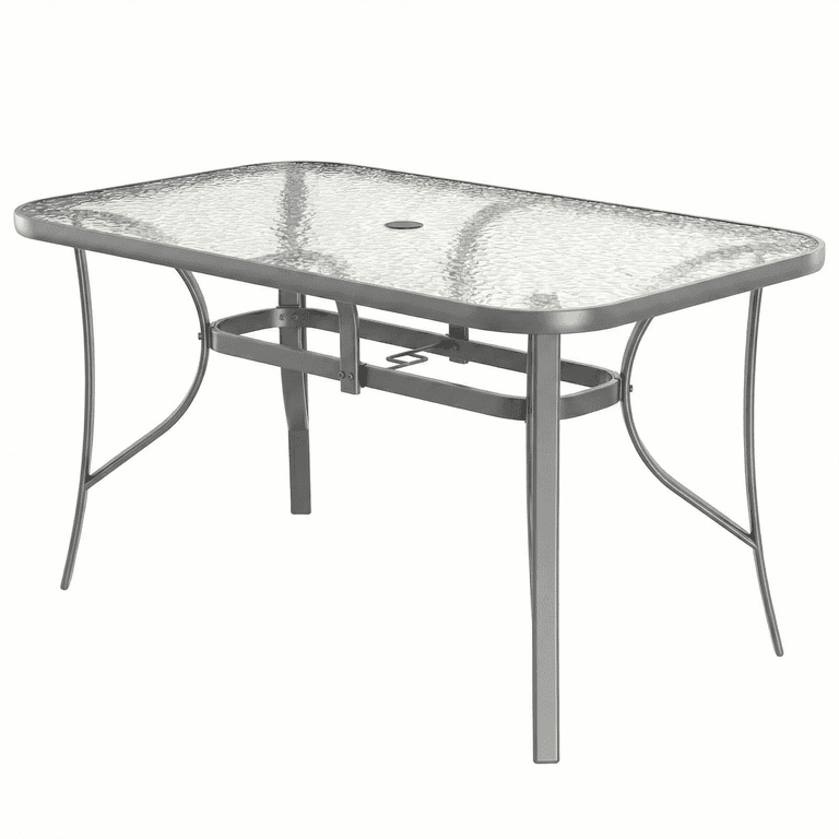 Arlopu Rectangular Patio Dining Table, 4-6 Person, Gray photo 1