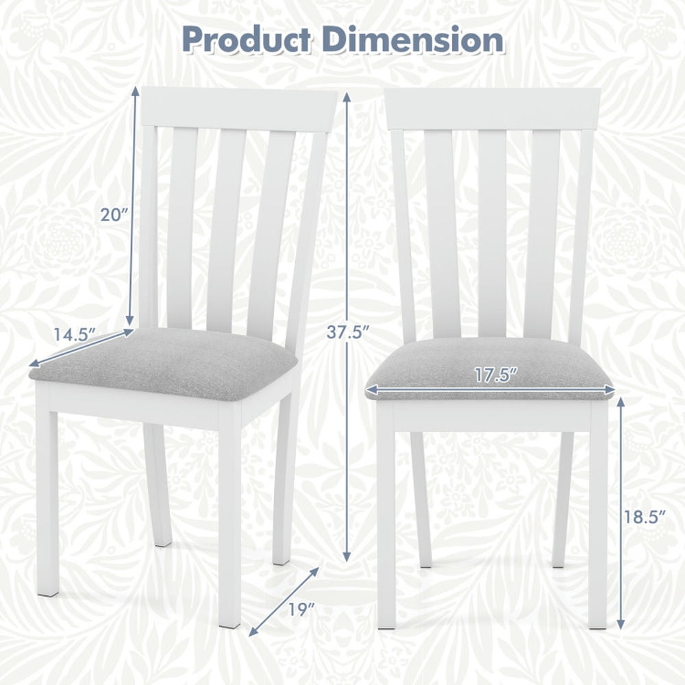 Demi Bonn Set of 2 Dining Chair Upholstered Kitchen Chairs with Padded Seat and Rubber Wood Frame for Dining Room Living Room, Gray