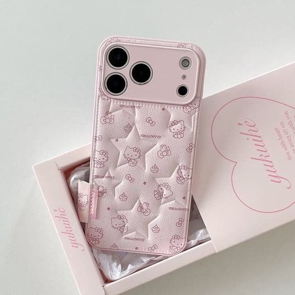 Cute Star Hello Kitty Fashion Leather Phone Case for iPhone 17 Pro Max 15 14 Pro 16 13 12 11 Cases Protection Cover Cute Cartoon