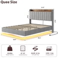 thumbnail image 2 of BeesClover Floating Bed Frame with Upholstered Storage Headboard, Platform Bed Frame with Charging Station & LED Lights, Linen Fabric, No Box Spring Needed, Easy Assembly, 2 of 7