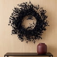 thumbnail image 3 of SMKE Dark Greenery Halloween Wreath for Front Door,Rustic Fall Wreath with Artificial Black Leaves on Twig Base,Porch Wall Window Decor,Fall Door Wreath Twig Wreath Rustic Fall Wreath,Black 16.93in, 3 of 5