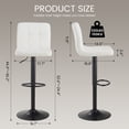 thumbnail image 5 of SAETSFEG Bar Stools Set of 2, Thickened Seat Cushion Adjustable Swivel Bar Stool with Backrest, Counter Height PU Leather Bar Chairs for Kitchen Island, Dining Room, White-B, 5 of 8