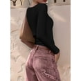 thumbnail image 2 of Womens Long Sleeve Shirts Crop Tops Fall Fashion 2025 Square Neck Going Out Basics Tees Y2k Clothes Black XL, 2 of 5