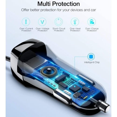 36W Fast Car Charger for Nokia C200/C100 Phone - USB-C Power Adapter Coiled Type-C Cable Extra USB Port DC Socket Quick Charge M1D for Nokia C200/C100 Models