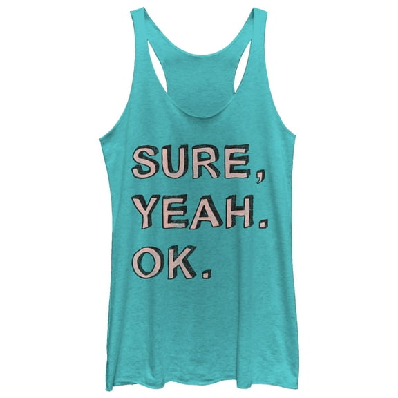 Women's CHIN UP Sure, Yeah, Ok  Racerback Tank Top Tahiti Blue Small