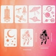 thumbnail image 2 of 6 pcs Space Theme Stencils 8.3x11.7inch Reusable Astronauts Stars Moon Planets Rockets Astronomical Telescopes Aliens UFO Drawing Template DIY Craft Stencil for Home Decoration for DIY, 2 of 9