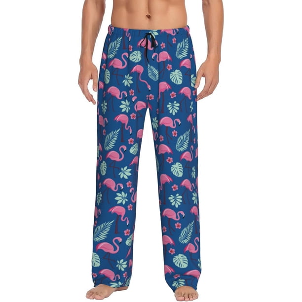 Balery Plants And Flamingos Pantalones de pijama para hombre, pijama ultraligero, pantalón de descanso-Medium