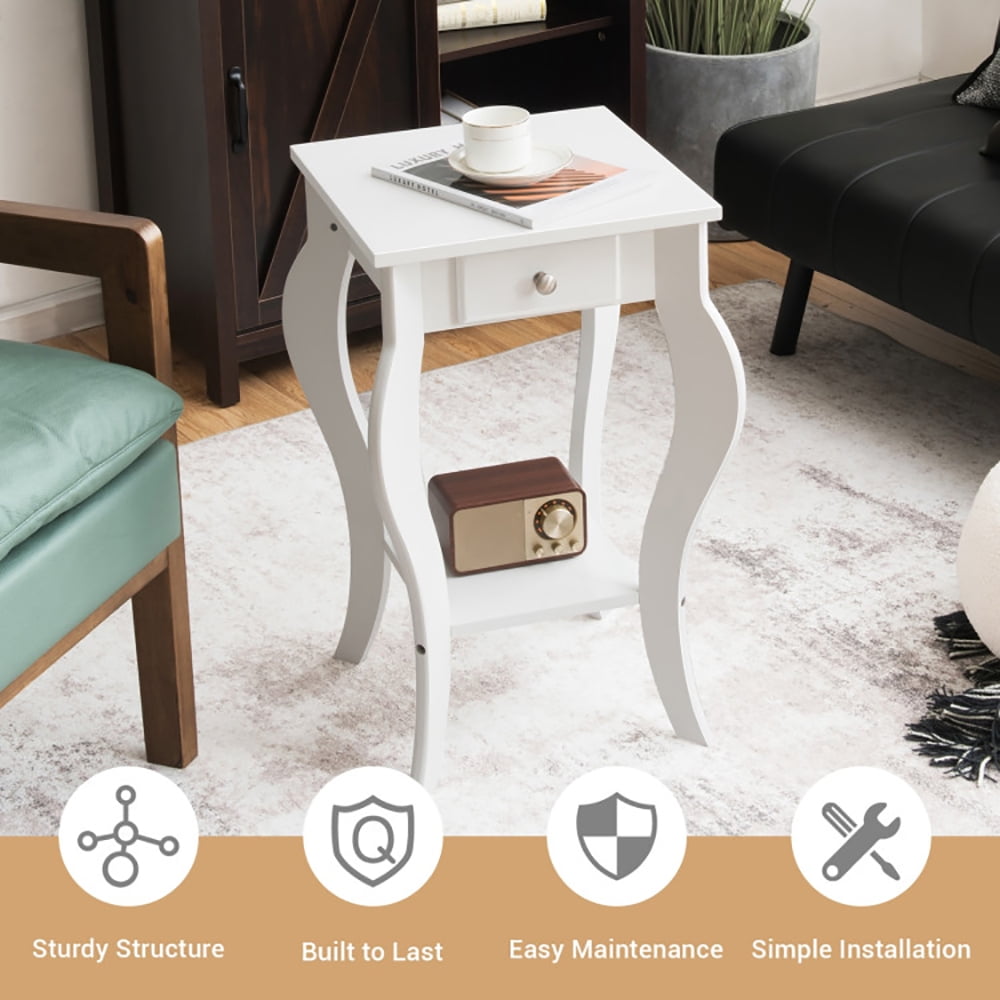 Finihen End Side Table, Set of 2 Side Table End Table Night Stand with Shelf, Sofa Couch Table, for Small Spaces, Living Room, Bedroom, White Finihen End Side Table, Set of 2 Side Table End Table Night Stand with Shelf, Sofa Couch Table, for Small Spaces, Living Room, Bedroom, White