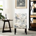 thumbnail image 4 of Armless Accent Chair With Print Blue Leaves Fabric In Modern Style, 4 of 6