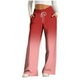 thumbnail image 2 of Elvqul Versatile Pants for Women Elastic Waist Sweatpants with Pockets Wide Leg Gradient Casual Womens Bottoms Winter, 2 of 6