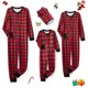 thumbnail image 1 of Conjunto de pijamas navideños familiares a juego, estampado a cuadros, manga larga, botones, mono largo para las fiestas., 1 of 2