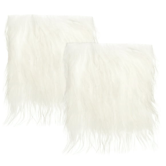 Unique Bargains Plush Faux Fur Fabric Square, 10' x 10' Fluffy Faux Fur Patches Cuts, White 2Pack