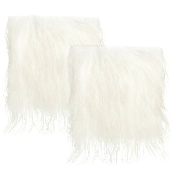 Uxcell Tela de Piel de Pana Falsa Cuadrada, Parches de Piel de Pana Esponjosa de 10" x 10", Paquete de 2 en Blanco